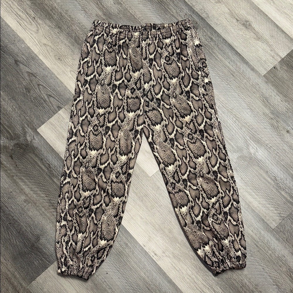AFRM Snake Print Pants - Brown and Cream